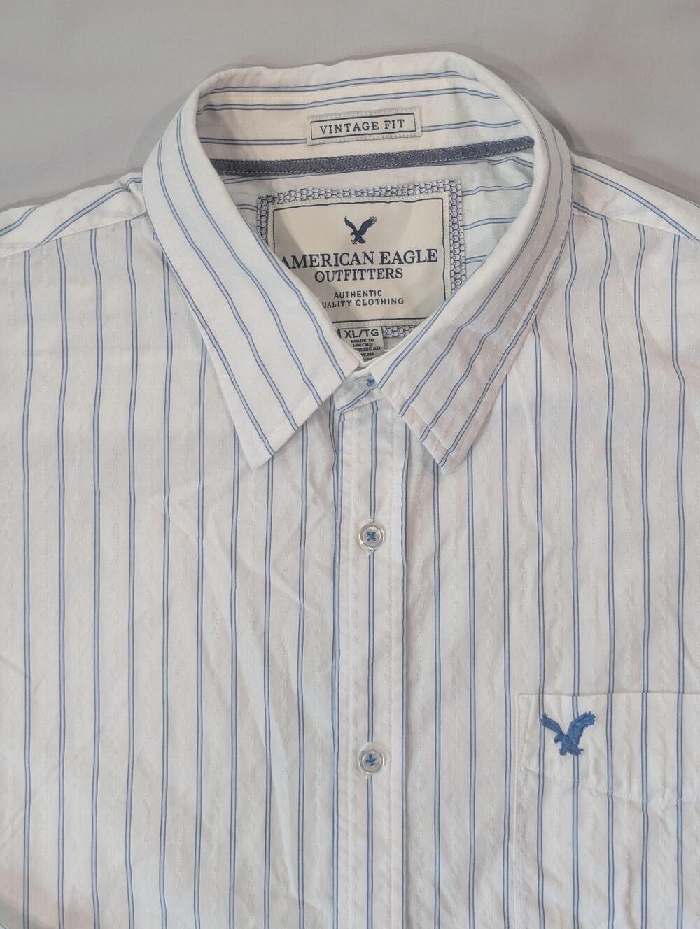 American Eagle Outfitters Shirt Mens XL White Striped Long Sleeve Button Up